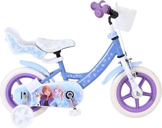 Vélo enfant Disney La Reine des Neiges 12" avec roulettes stabilisatrices et panier
