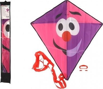 Cerf-volant clown en nylon 78 × 86 cm rose‑violet