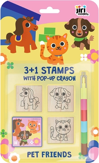 Tampons 3+1 avec crayon de cire – animaux domestiques
