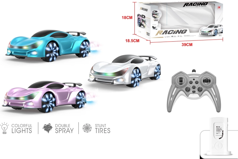 Voiture électrique RC télécommandée avec effets 24 cm - bleue - 1 pièce