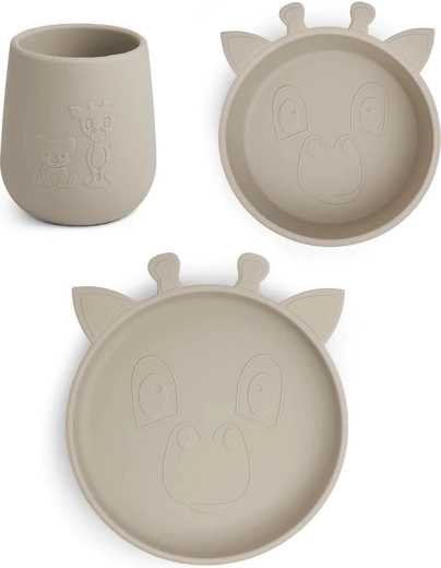 Set de repas en silicone Nuuuroo Judi girafe cobblestone
