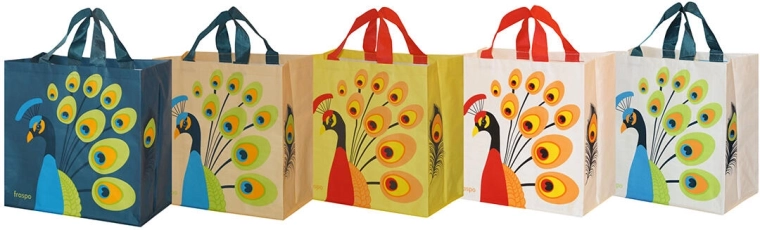 Sac de courses Paon 35 × 35 × 20 cm, polypropylène laminé, assortiment de couleurs