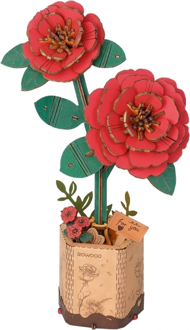 Puzzle 3D en bois Camélia rouge ROWOOD