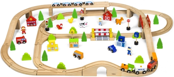 circuit de train en bois 90 pièces
