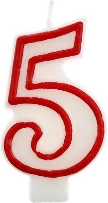 Bougie de gâteau chiffre 5 avec contour rouge GODAN