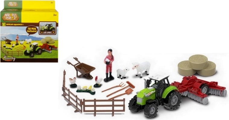 Set agricole avec tracteur avec lumière et son et accessoires