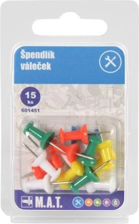 Épingles cylindriques colorées pour tableau, 15 pièces