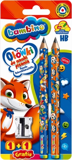 Crayons jumbo triangulaires pour l’apprentissage de l’écriture Bambino 2 pcs avec taille-crayon