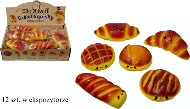 Squishy kawaii anti-stress – croissant/petit pain mix - 1 pièce