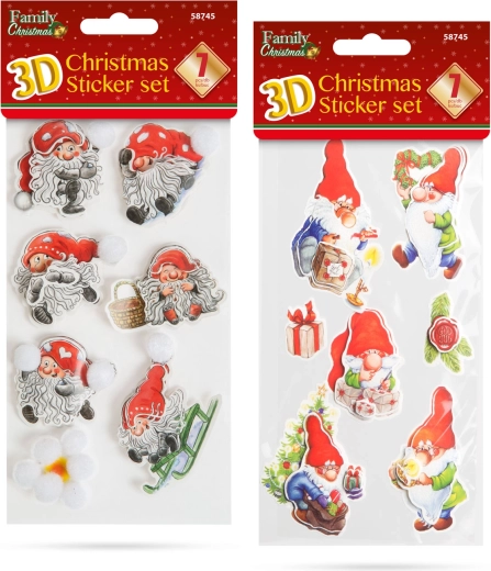 Autocollants 3D de Noël représentant des lutins - 1 pièce