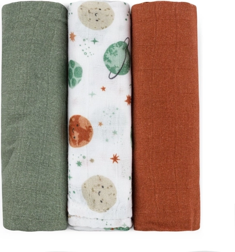 Petite&Mars langes en mousseline de bambou Moussy Celestial Planets 68 × 68 cm (3 pcs)