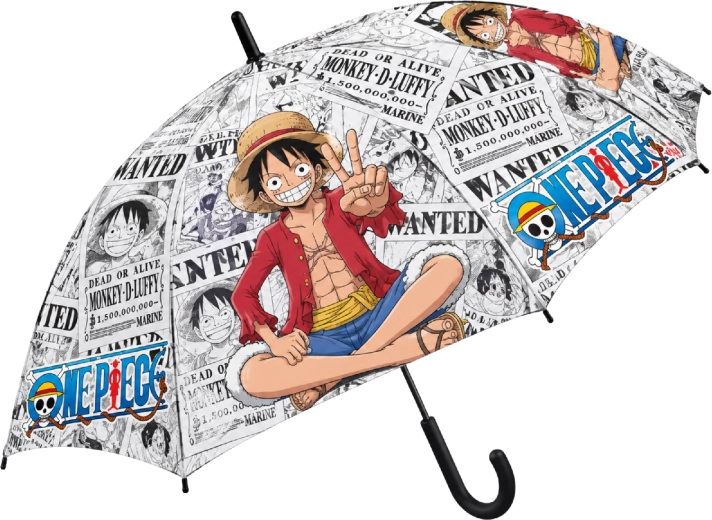 Parapluie automatique pour enfants One Piece avec motif de Luffy, 48,5 cm, noir