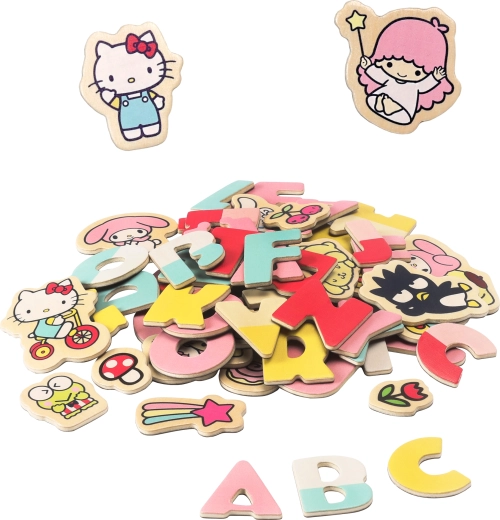 Lettres et images magnétiques Hello Kitty – set éducatif en bois pour enfants (75 pièces)