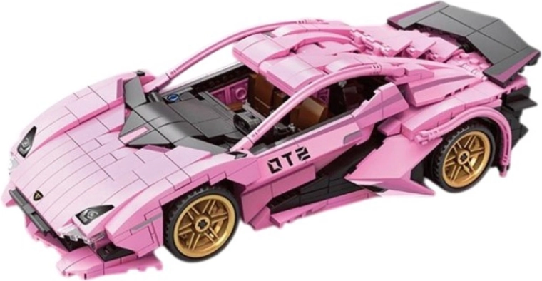 Kit de construction de voiture de sport rose, 702 pièces