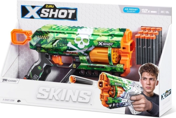 Pistolet à fléchettes en mousse X-SHOT Skins Griefer camo – 12 fléchettes