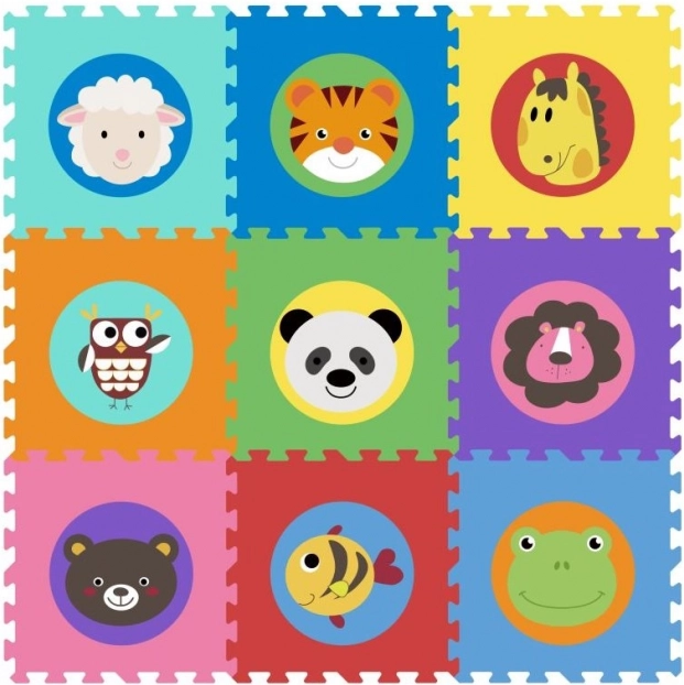 Tapis éducatif en mousse avec motifs d’animaux en mousse EVA 90 × 90 cm, 9 pièces