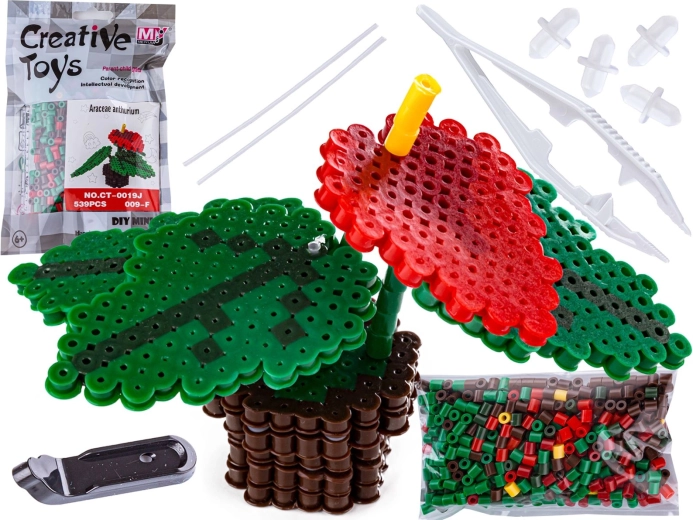 Perles à repasser 3D – gabarit fleur d’anthurium (en sachet)