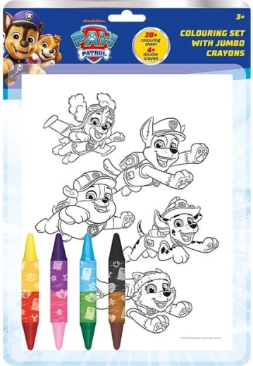 Set de coloriage Pat’ Patrouille avec crayons de cire double face