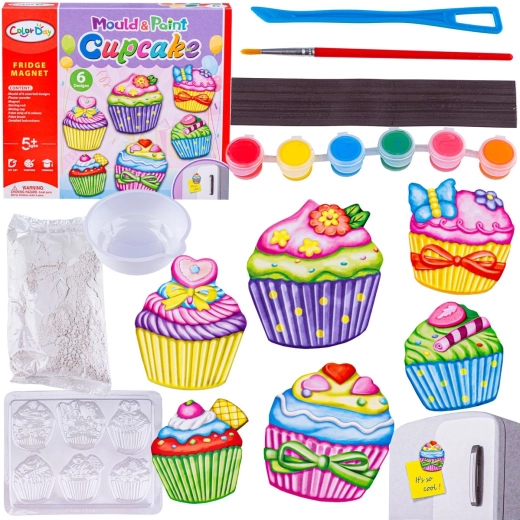 Kit créatif pour fabriquer des magnets – muffins en plâtre DIY