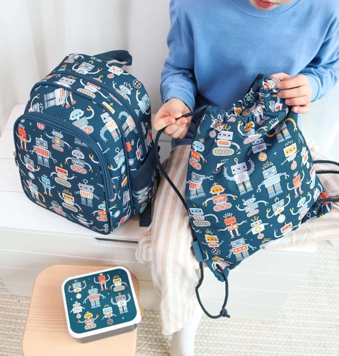 Motif ludique de robots assorti à d’autres accessoires