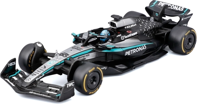 Modèle Bburago Formule 1 Mercedes‑AMG Petronas W16 2025 George Russell en boîte acrylique (1:43)