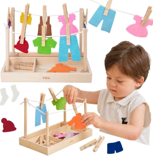 VIGA ensemble en bois pour étendre et sécher le linge, 27 pièces