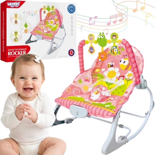 Transat vibrant Woopie Baby rose avec arche de jeux