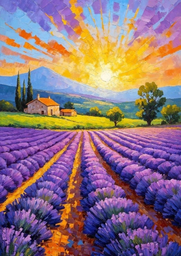 Puzzle Enjoy Coucher de soleil lavande 1000 pièces