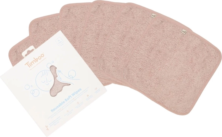 Timboo lingettes douces réutilisables Misty Rose (6 pcs)