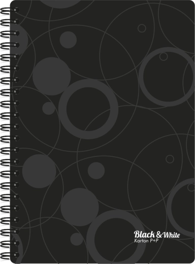 Bloc-notes à anneaux A4 à double spirale, noir, couvertures PP