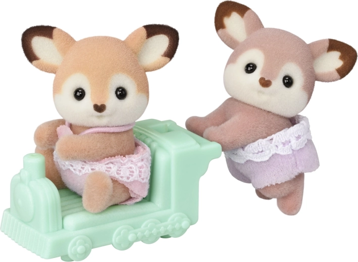Jumeaux faons avec petit train SYLVANIAN FAMILIES