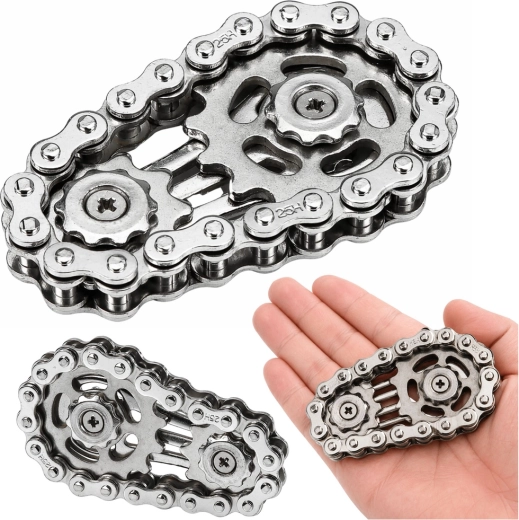Fidget spinner antistress en chaîne d’acier inoxydable, argenté