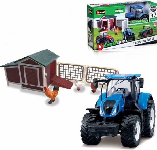 Bburago Farmland Ferme de poules avec tracteur