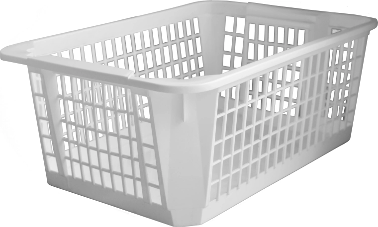 Panier en plastique empilable 36 × 26 × 14 cm, blanc