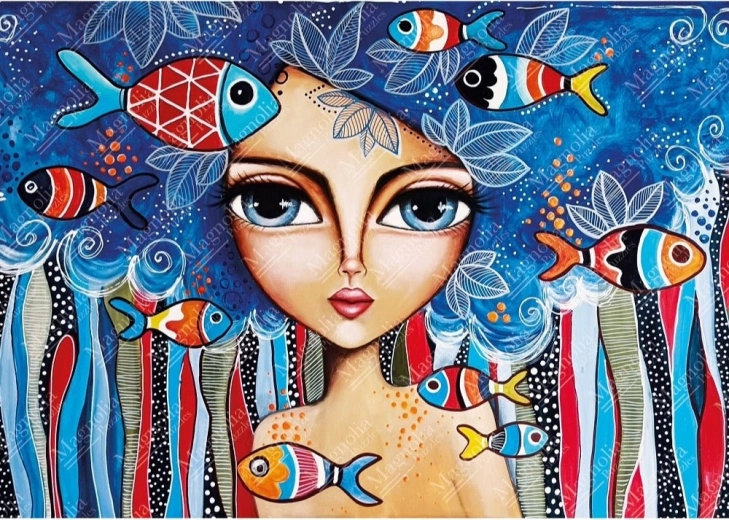 Puzzle fille avec poissons 1000 pièces
