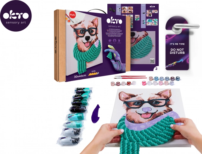 Okto peinture par numéros et modélisation 3D – tableau Fashion Corgi 30 × 40 cm