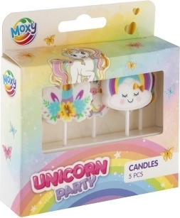 Bougies 3D pour gâteau Licorne, 5 pcs