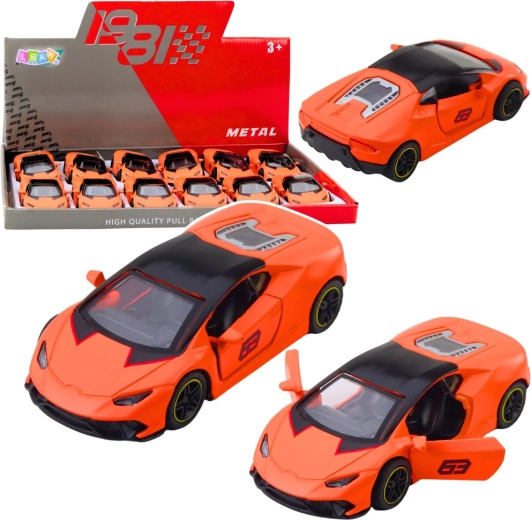 Voiture de sport métallique 1:43 à propulsion à remontoir, orange
