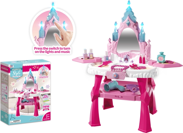 Coiffeuse cosmétique interactive pour enfants avec effets lumineux et sonores et accessoires