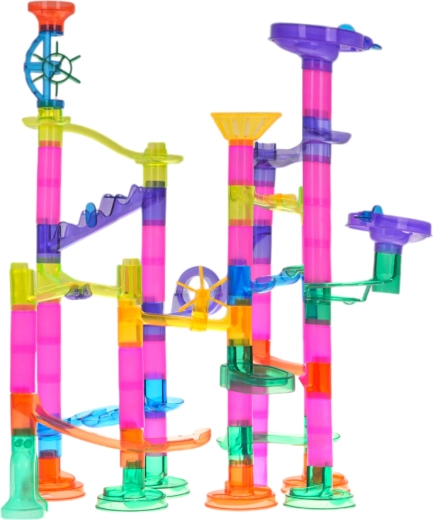 Circuit à billes de construction 105 pièces avec billes lumineuses