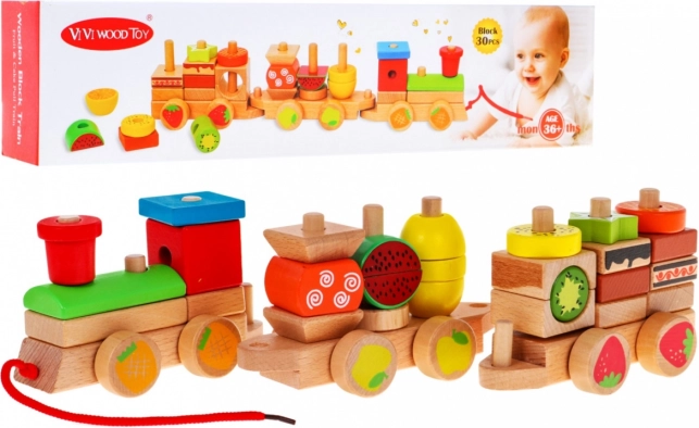 Locomotive en bois avec trieur pour enfants 3+