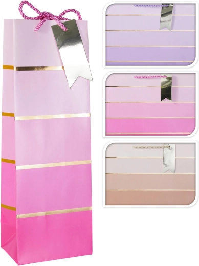 Sac cadeau en papier pour bouteille 36 × 12 × 9 cm, assortiment de couleurs