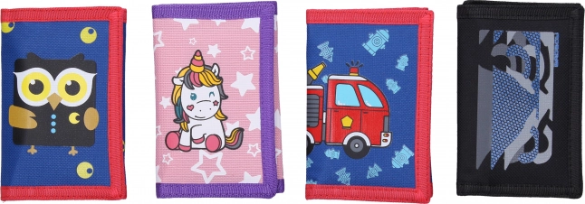 Portefeuille à fermeture velcro 12,5 × 25 cm – mélange de motifs