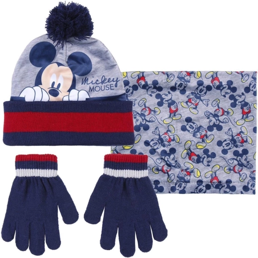 Ensemble bonnet, tour de cou et gants Mickey