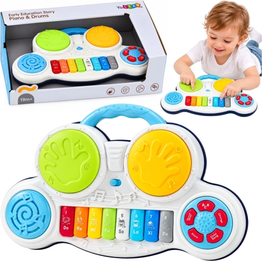 Petit piano interactif pour enfants avec tambours et sons d’animaux