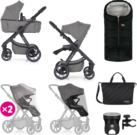 Petite&Mars poussette combinée Icon 2v1 dove grey xxl rws