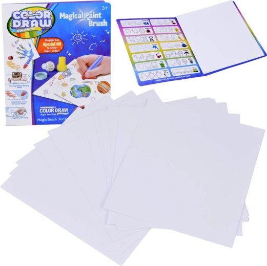 Papier pour dessin magique COLOR DRAW – lot de rechange 18 feuilles avec pinceau LED