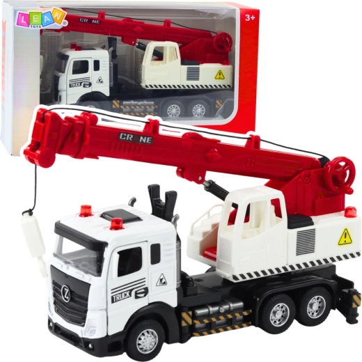 Camion-grue pour enfants avec cabine métallique, lumières et sons
