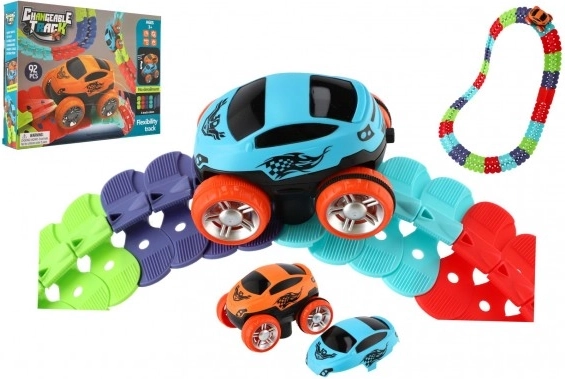 Circuit de course pour enfants avec pièces interchangeables et petite voiture lumineuse