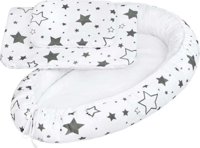 Nid douillet de luxe avec couette pour bébé New Baby étoiles grises